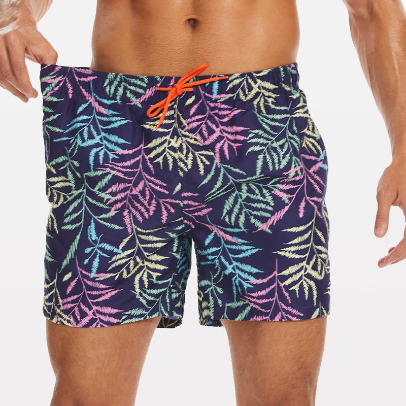 Men's Beach Shorts with Slant Pockets and Drawstring - Stylr