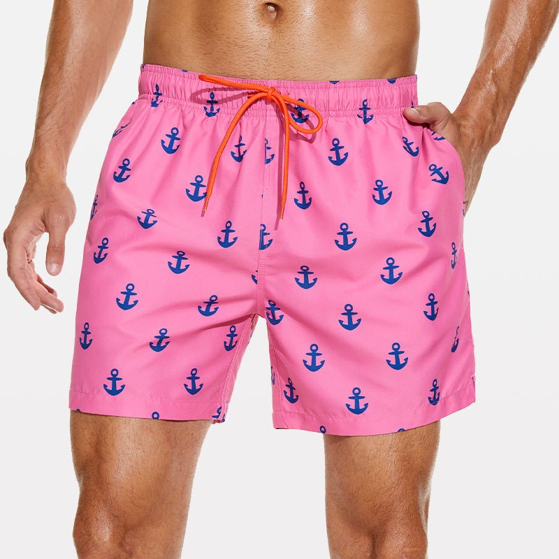 Men's Beach Shorts with Slant Pockets and Drawstring - Stylr