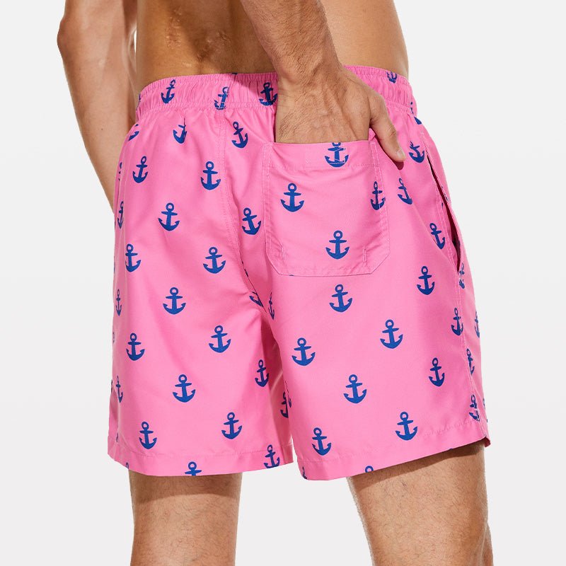 Men's Beach Shorts with Slant Pockets and Drawstring - Stylr