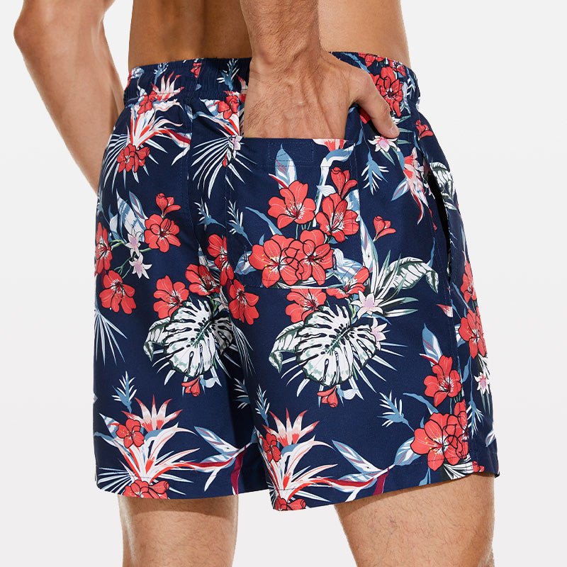 Men's Beach Shorts with Slant Pockets and Drawstring - Stylr