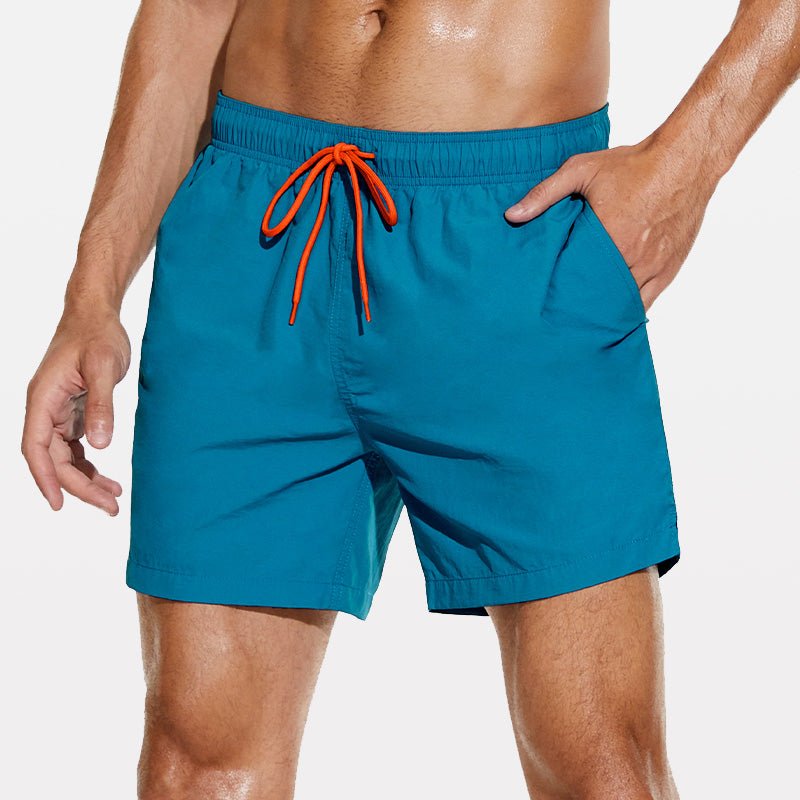 Men's Beach Shorts with Slant Pockets and Drawstring - Stylr