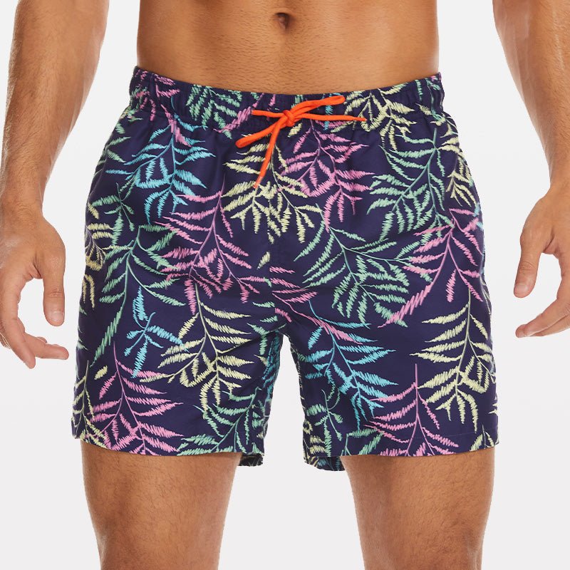 Men's Beach Shorts with Slant Pockets and Drawstring - Stylr