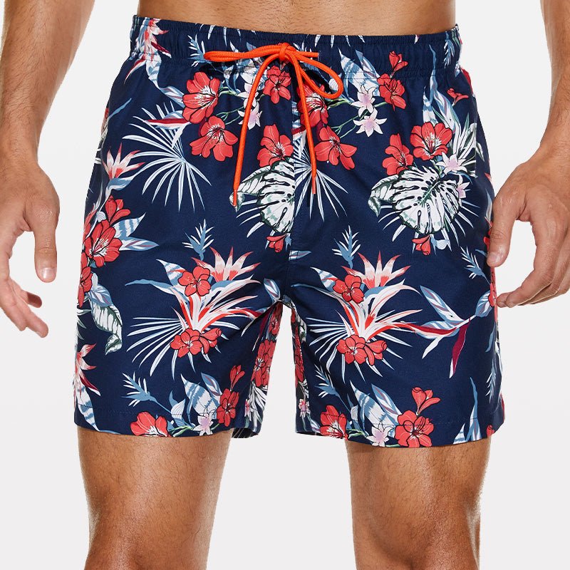Men's Beach Shorts with Slant Pockets and Drawstring - Stylr