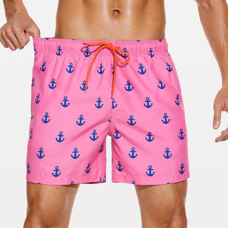 Men's Beach Shorts with Slant Pockets and Drawstring - Stylr