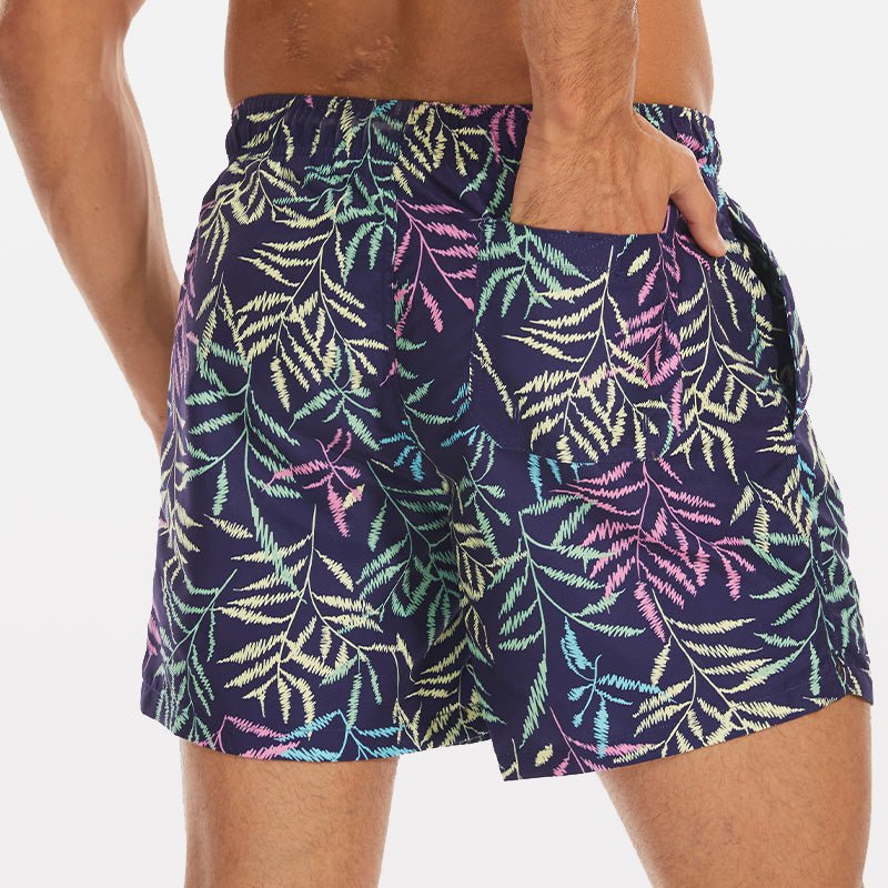 Men's Beach Shorts with Slant Pockets and Drawstring - Stylr