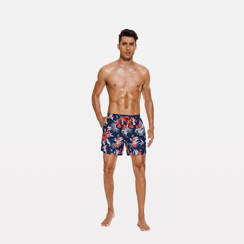 Men's Beach Shorts with Slant Pockets and Drawstring - Stylr