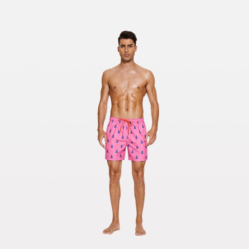 Men's Beach Shorts with Slant Pockets and Drawstring - Stylr