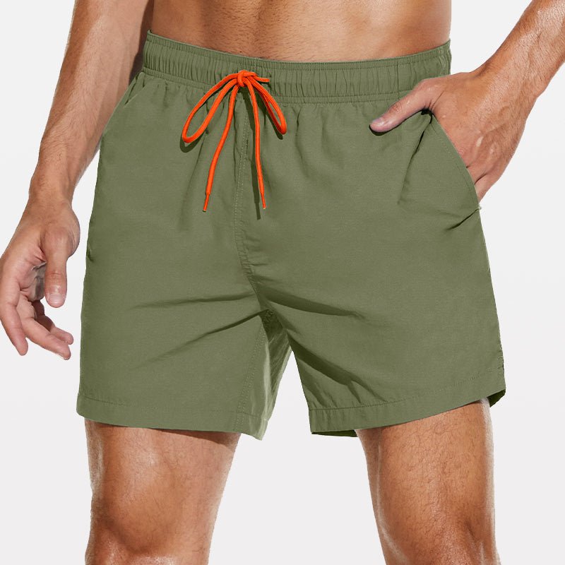 Men's Beach Shorts with Slant Pockets and Drawstring - Stylr