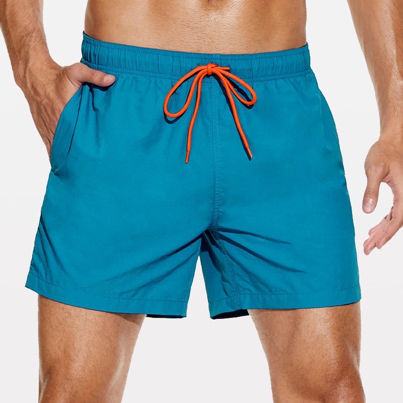 Men's Beach Shorts with Slant Pockets and Drawstring - Stylr