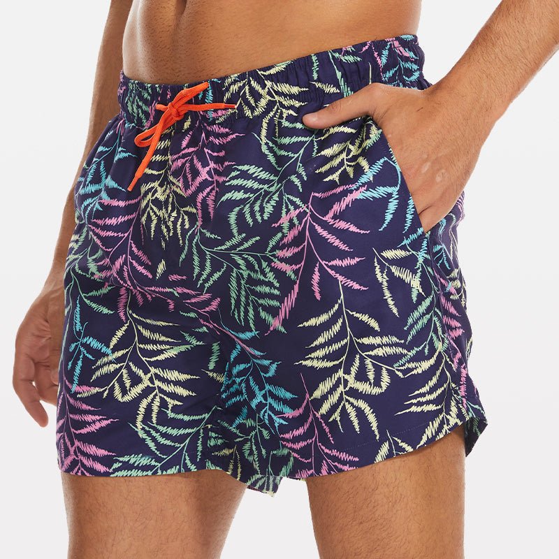 Men's Beach Shorts with Slant Pockets and Drawstring - Stylr