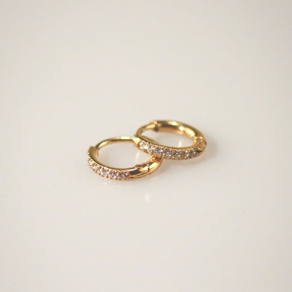Mini Pave Huggie Hoops – Hypoallergenic Gold Earrings