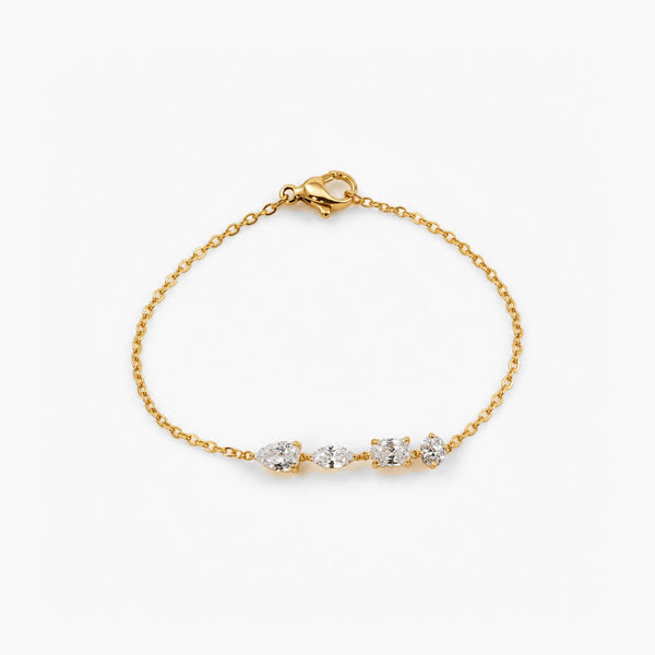 Mixed Cut Diamond Bracelet — Waterproof Gold Chain