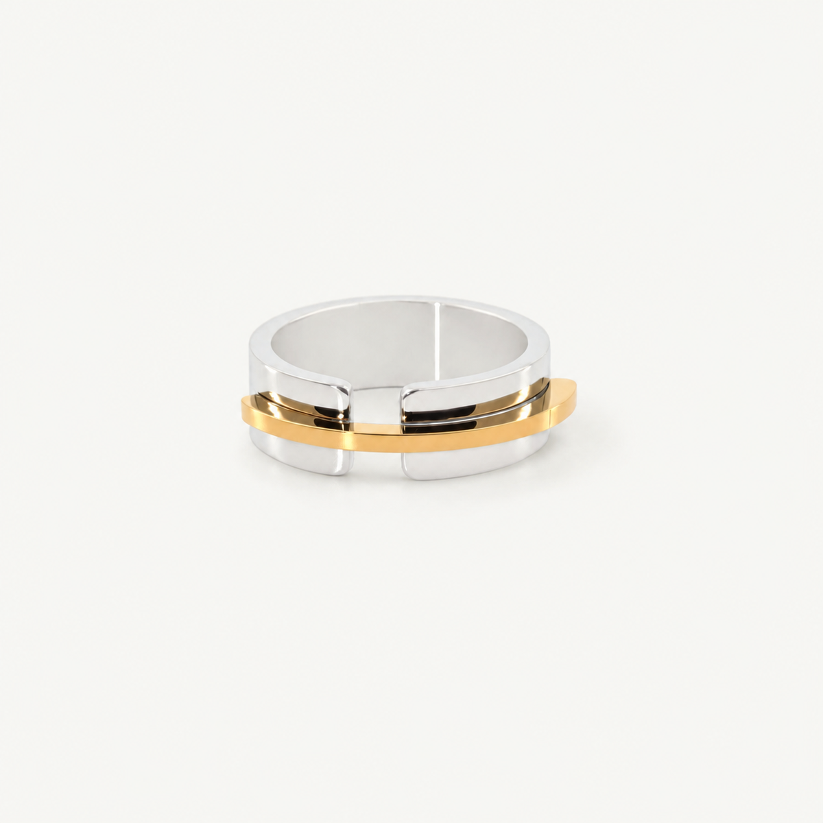 Two Tone Gold & Silver Band Ring