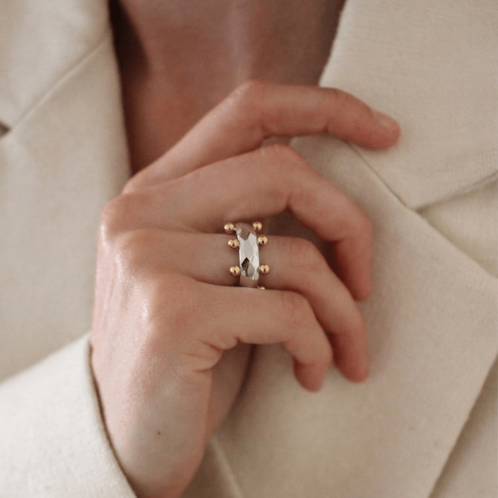 Orbit Mixed Two-Tone Ring, waterproof 18k gold-plated stainless steel