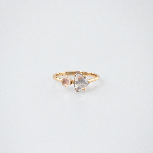 Adjustable Moon and Rose Ring