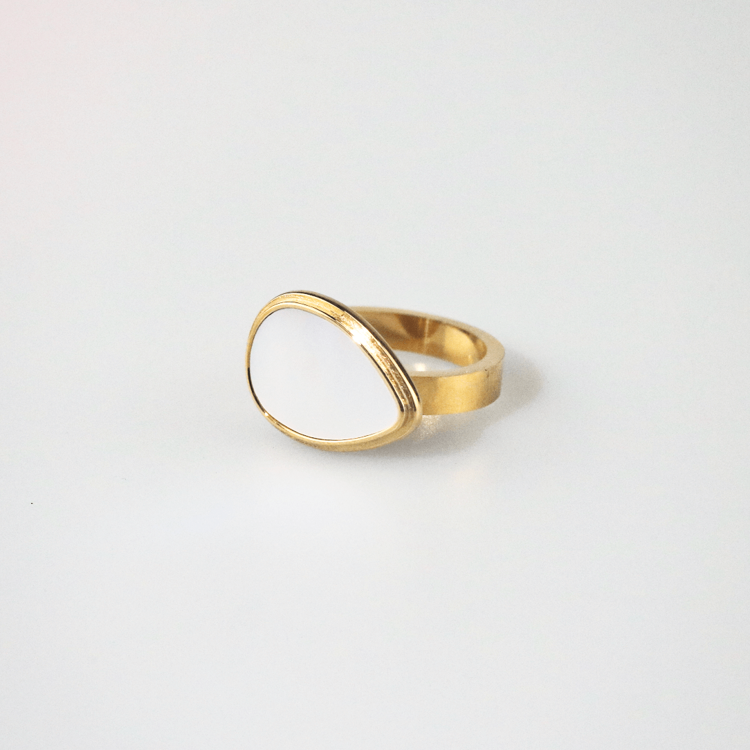 Mother of Pearl Statement Signet Ring