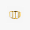 Gold Plated Striped Mother of Pearl Ring | Stylr