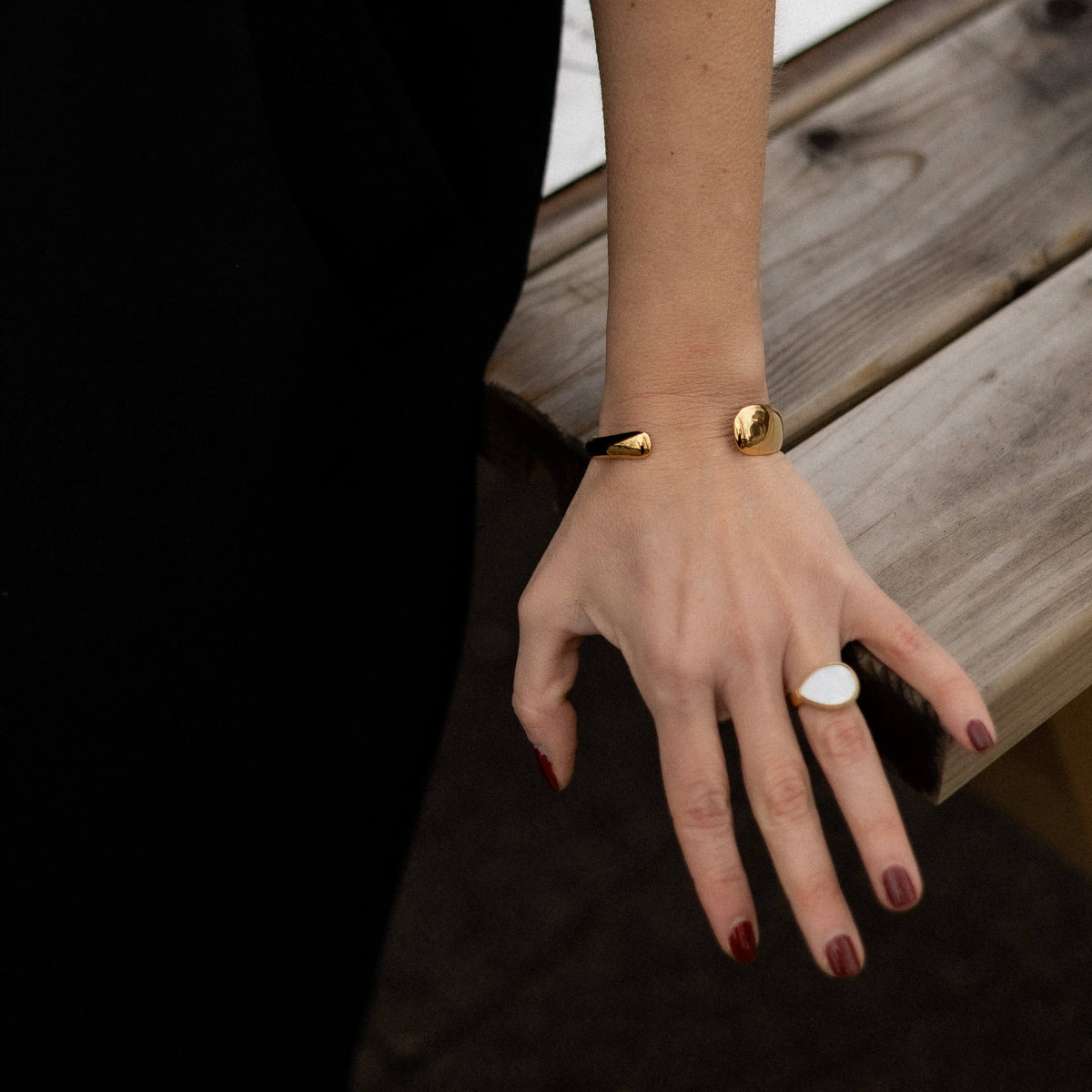Waterproof Gold Cuff Bracelet, 18k gold-plated stainless steel