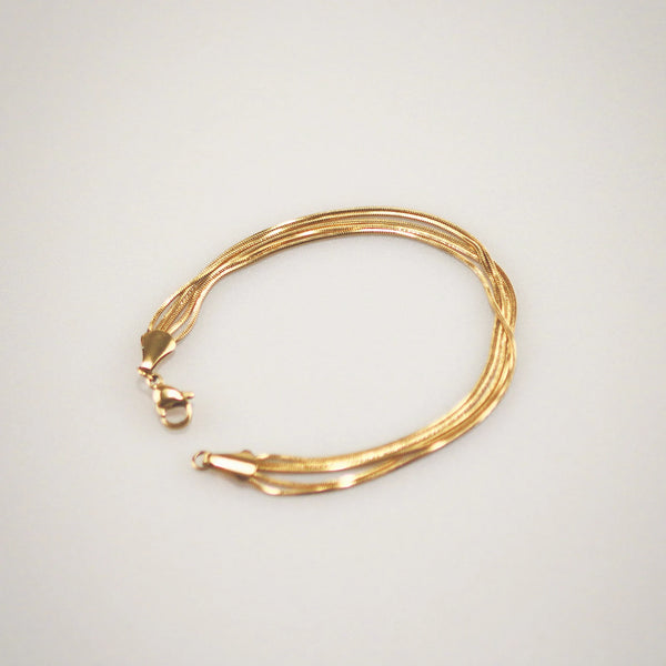 Waterproof Gold Multi Layered Snake Chain Bracelet