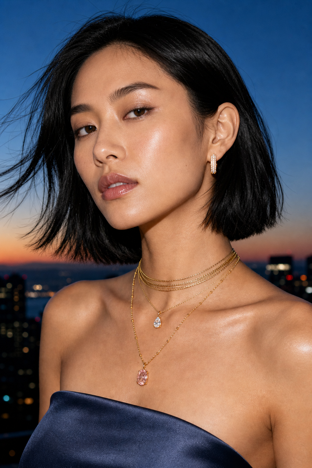Neon Facet Layers jewelry set — worn