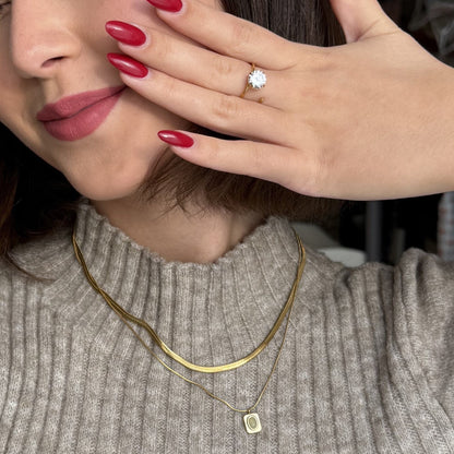Waterproof Gold Solitaire Wrap Ring, 18k gold-plated stainless steel