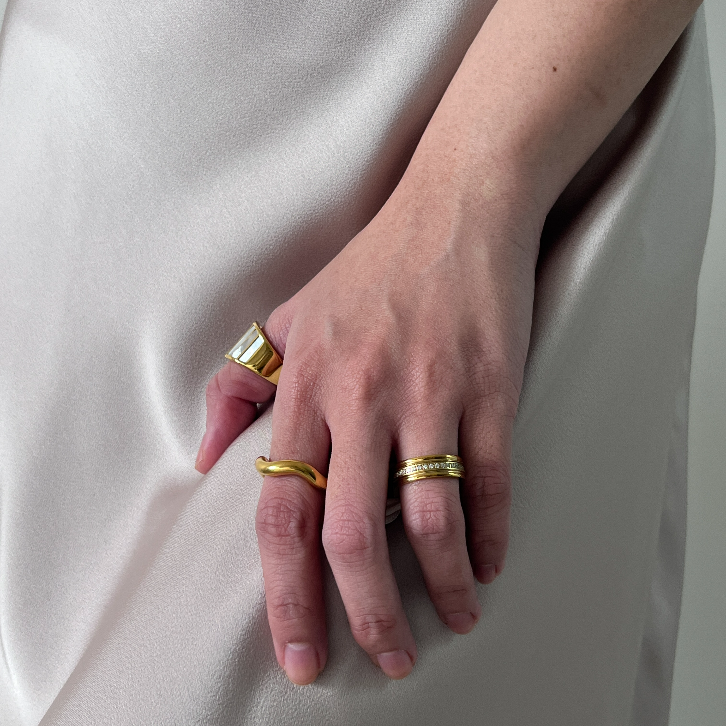 Eternal Sparkle Band Ring, waterproof 18k gold-plated stainless steel