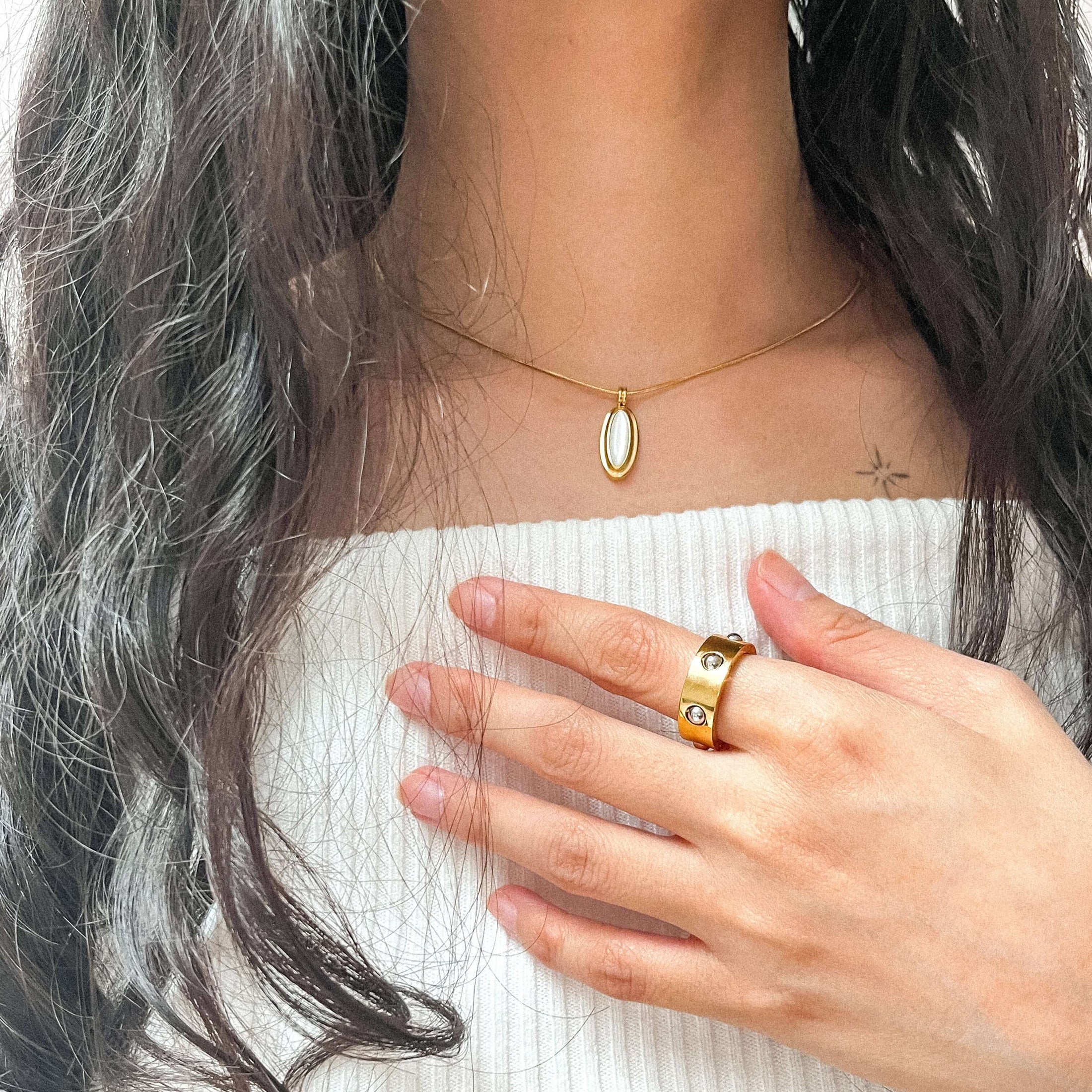 Rolling Orbit Ring, waterproof 18k gold-plated stainless steel