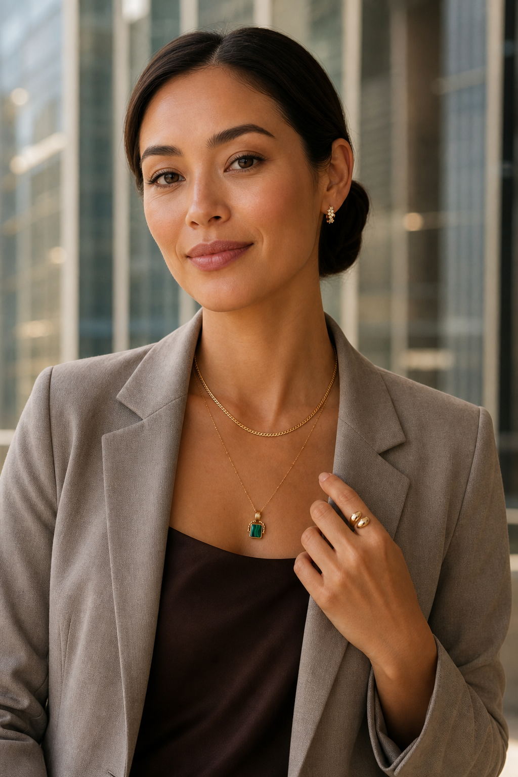 Nine Sharp jewelry set — worn