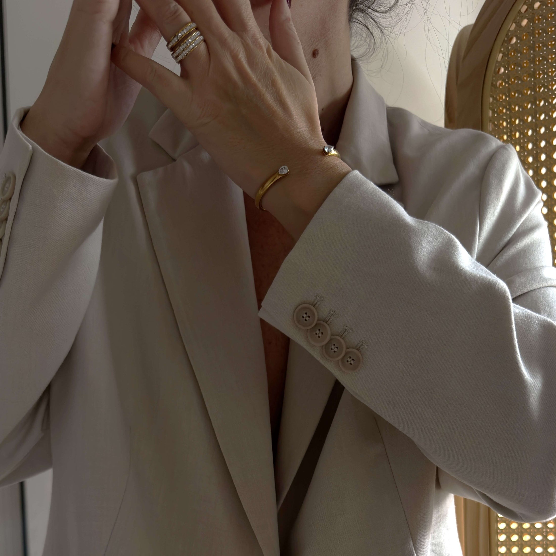 Waterproof Gold Cuff Bracelet, 18k gold-plated stainless steel