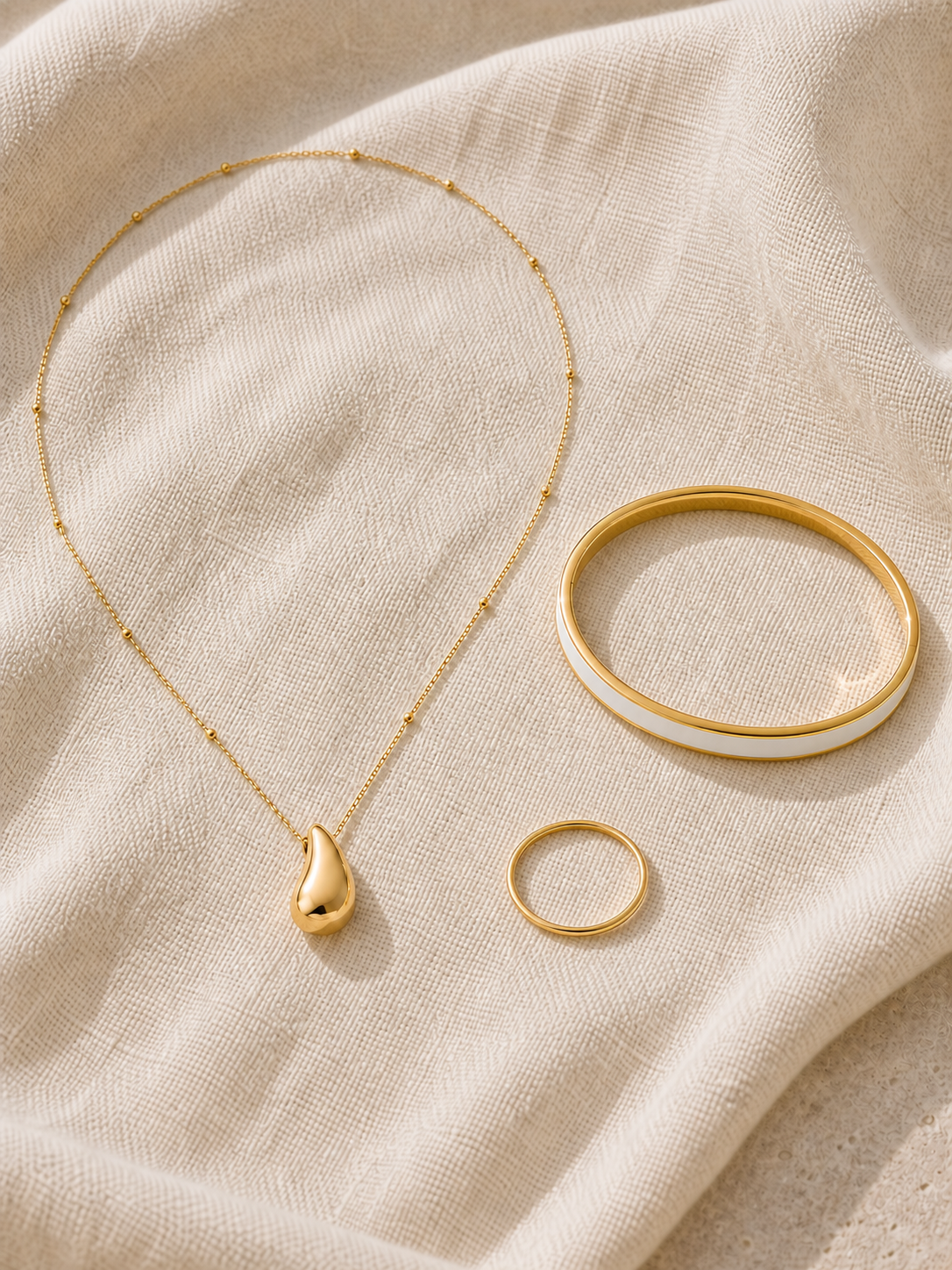 Noon Knot Trio jewelry set — flat lay