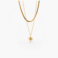 Meideya North Star Layered Necklace — Waterproof Gold Pendant