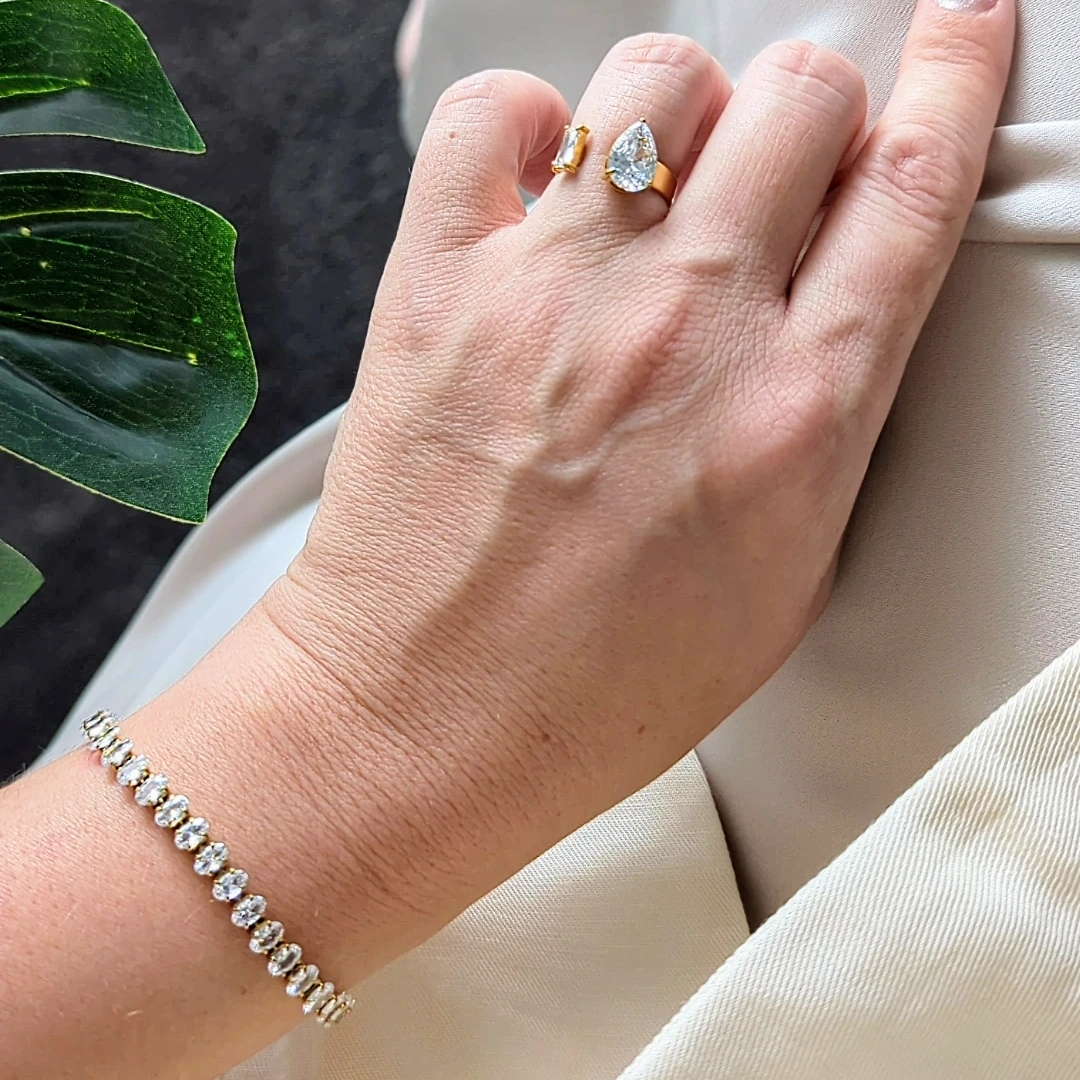 Waterproof Tarnish-Free Tennis Bracelet, 18k gold-plated stainless steel