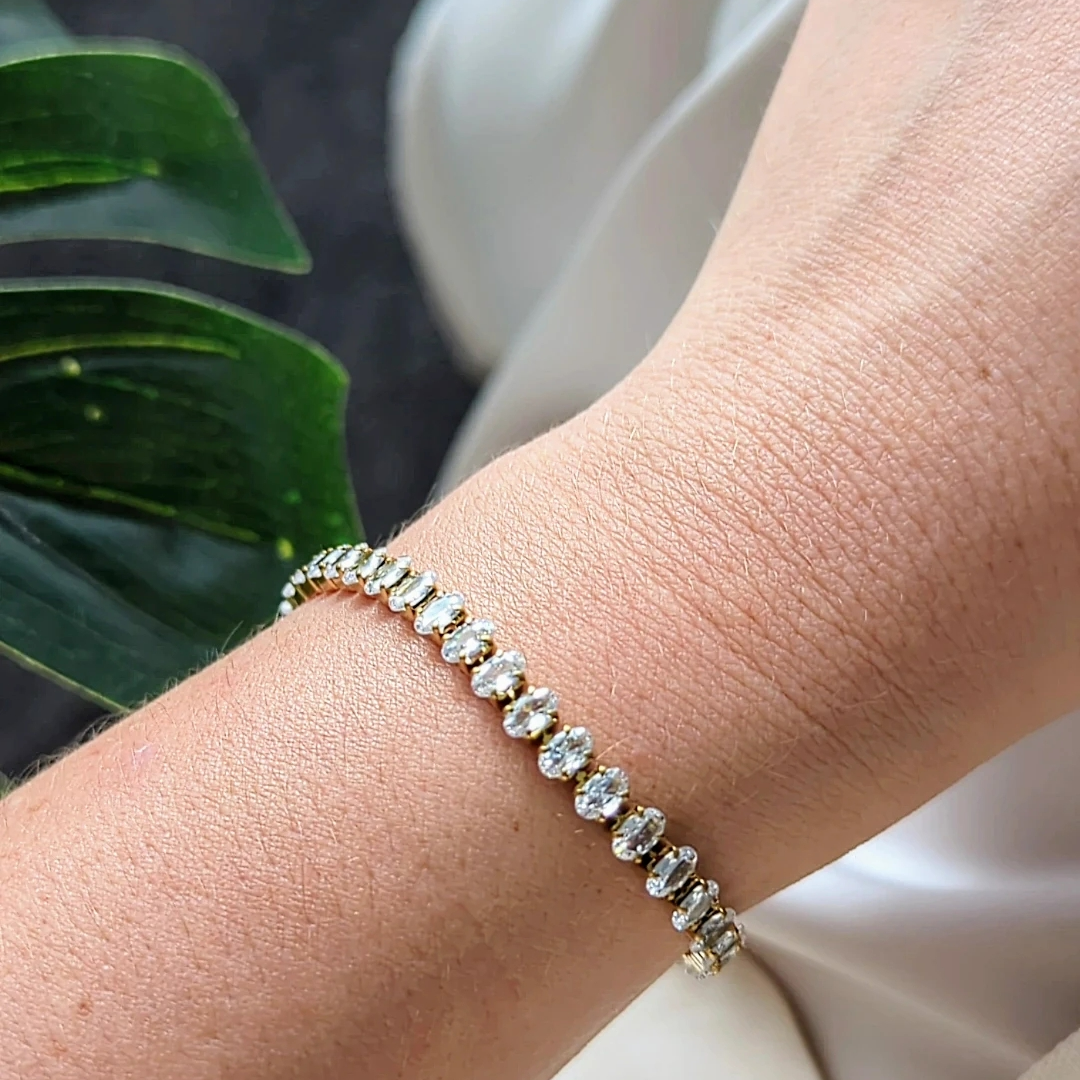 Waterproof Tarnish-Free Tennis Bracelet, 18k gold-plated stainless steel