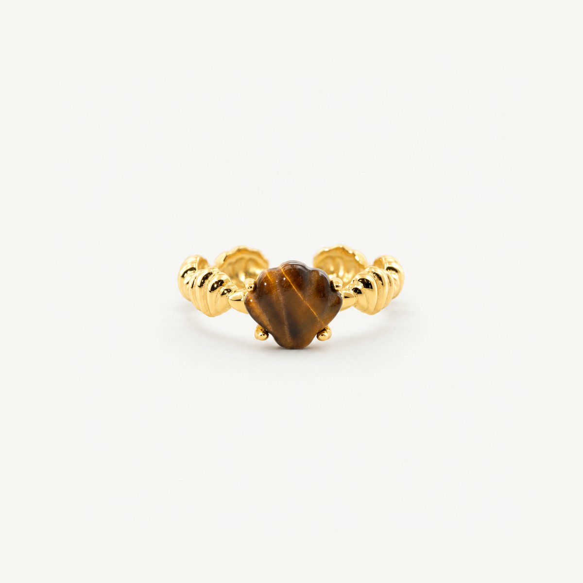 Ocean Spirit Ring - Tiger's Eye, Adjustable Gold