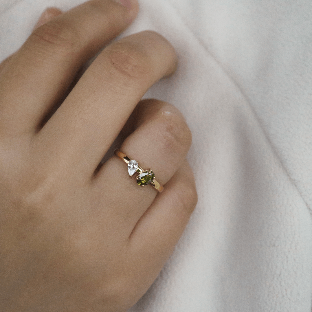 Olive sparkle ring