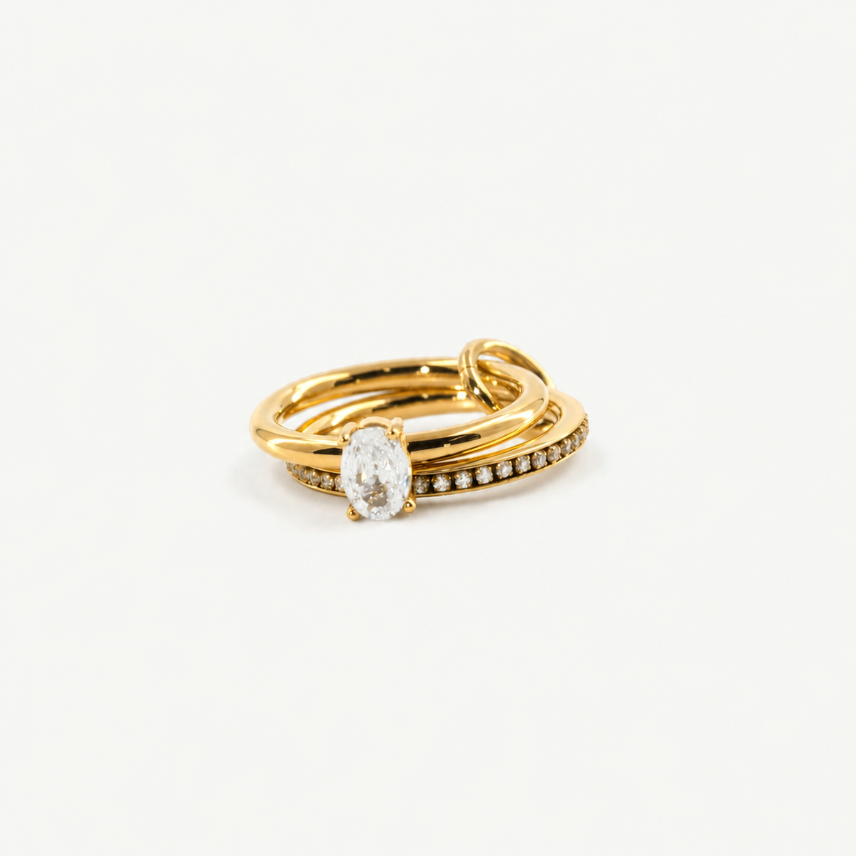 Oval Pave Duo Ring Set