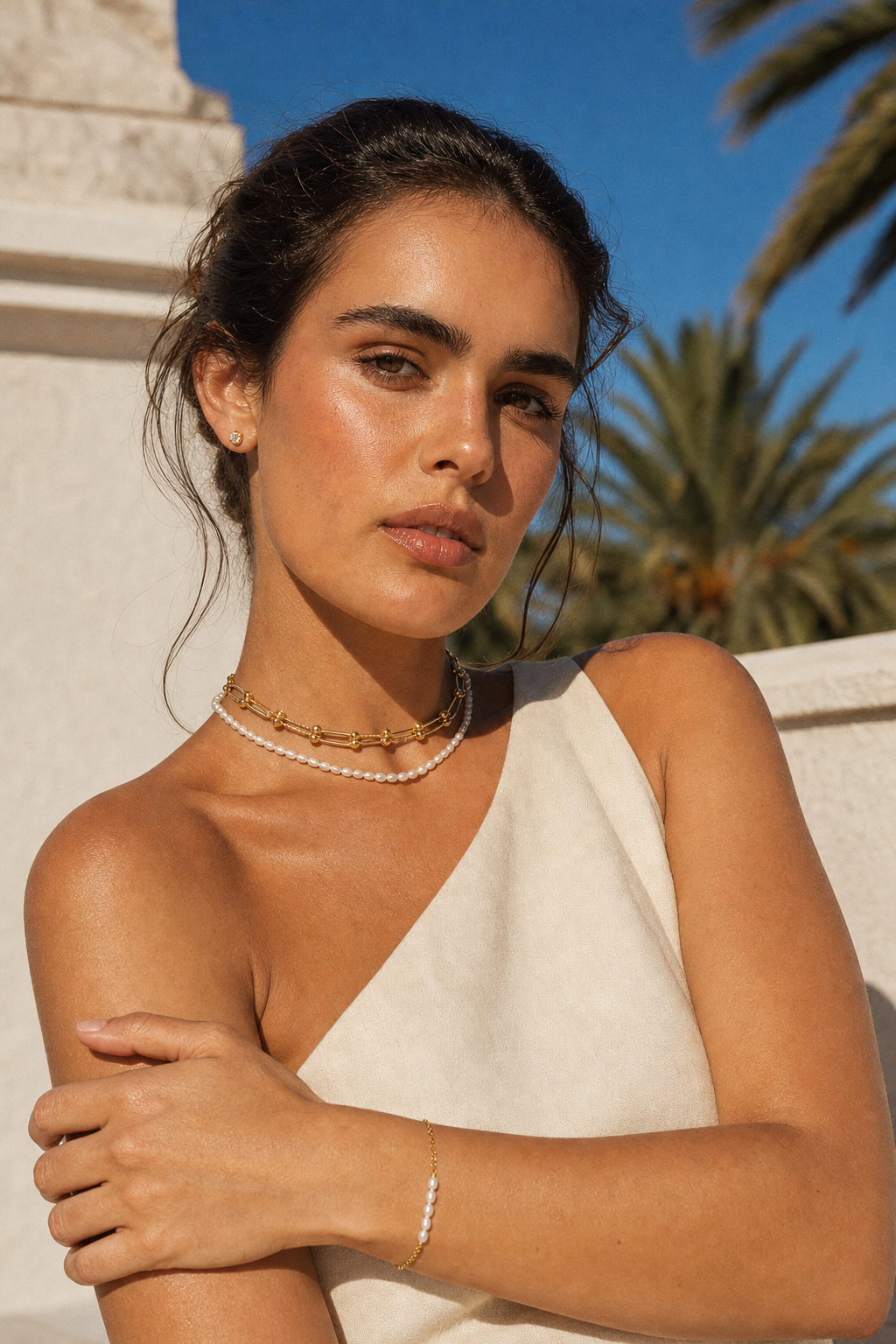 Palm Light Layers jewelry set — worn
