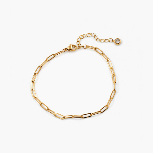 Paperclip Chain Anklet — Waterproof Gold