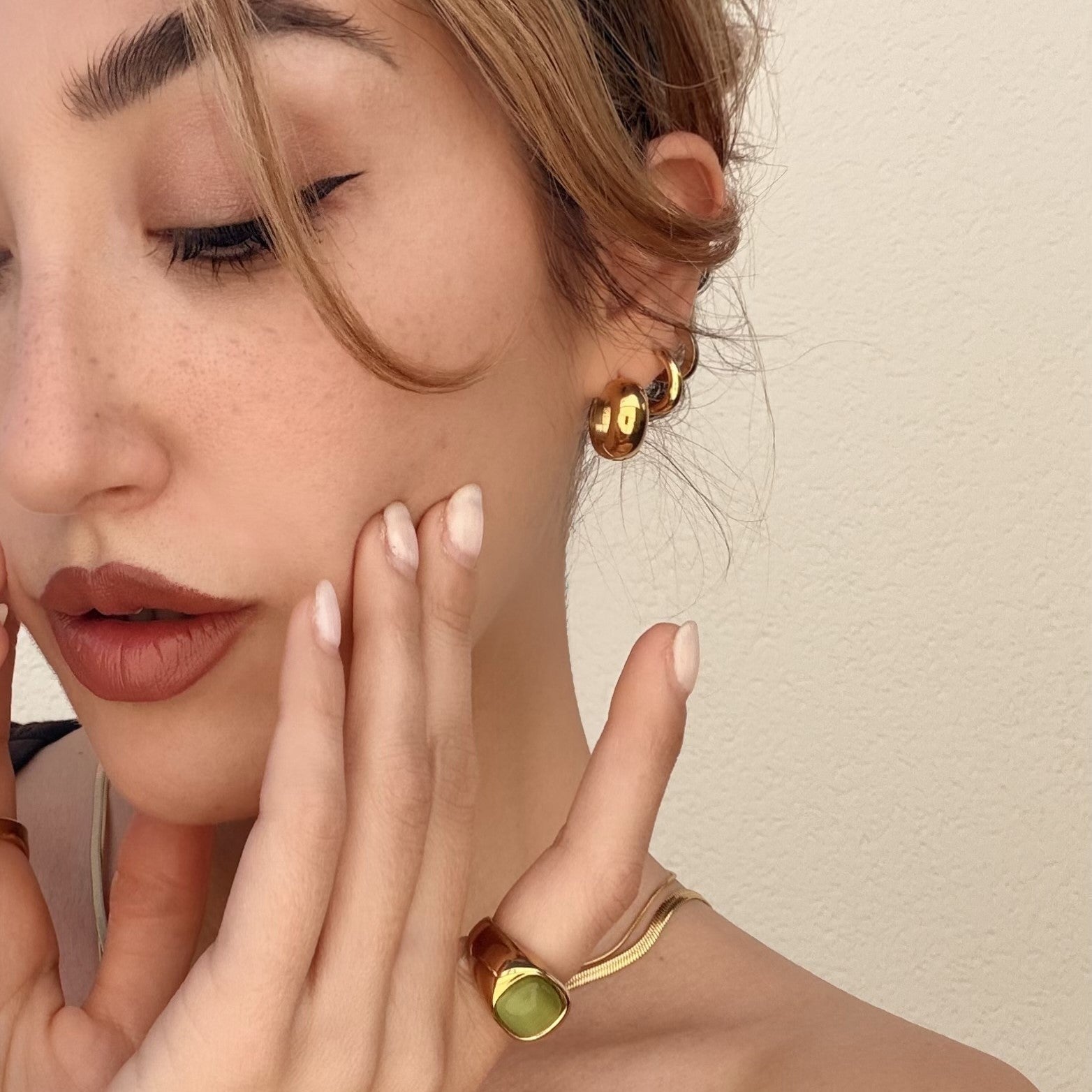 Bold Huggie Hoops, waterproof 18k gold-plated stainless steel