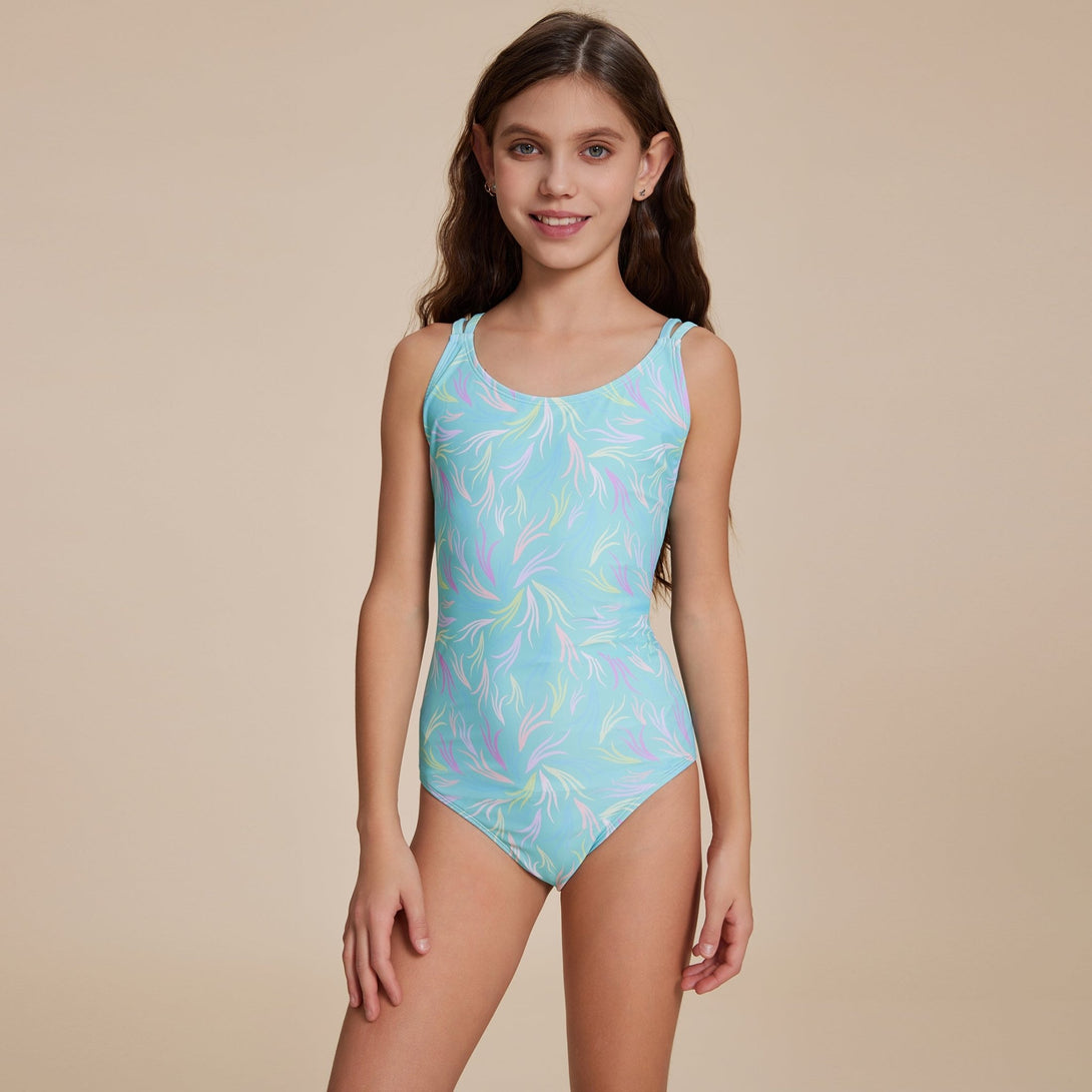 Patterned Solid Swimsuit - Stylr