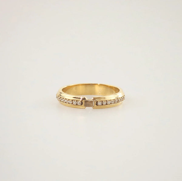 Waterproof Gold Plated Ring with Diamond Accents