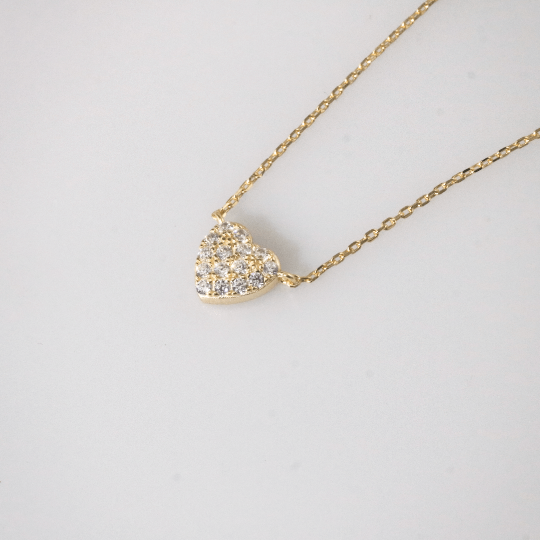 Pave little heart pendant necklace