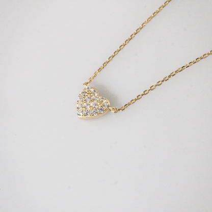 Pave little heart pendant necklace