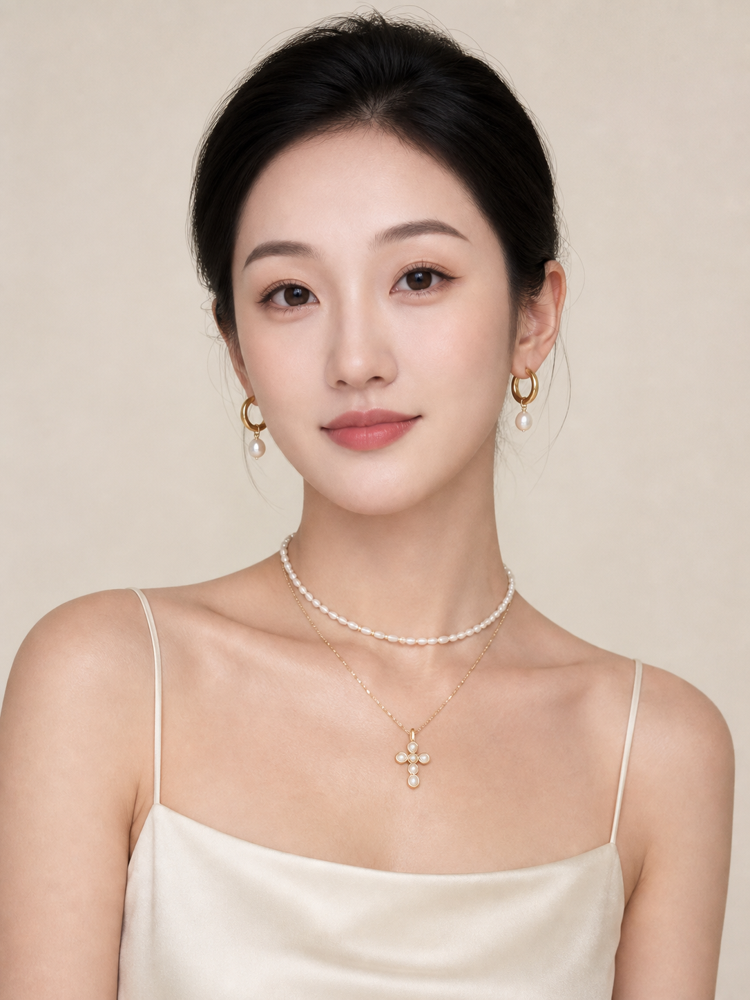 Pearl Gaze jewelry set — worn