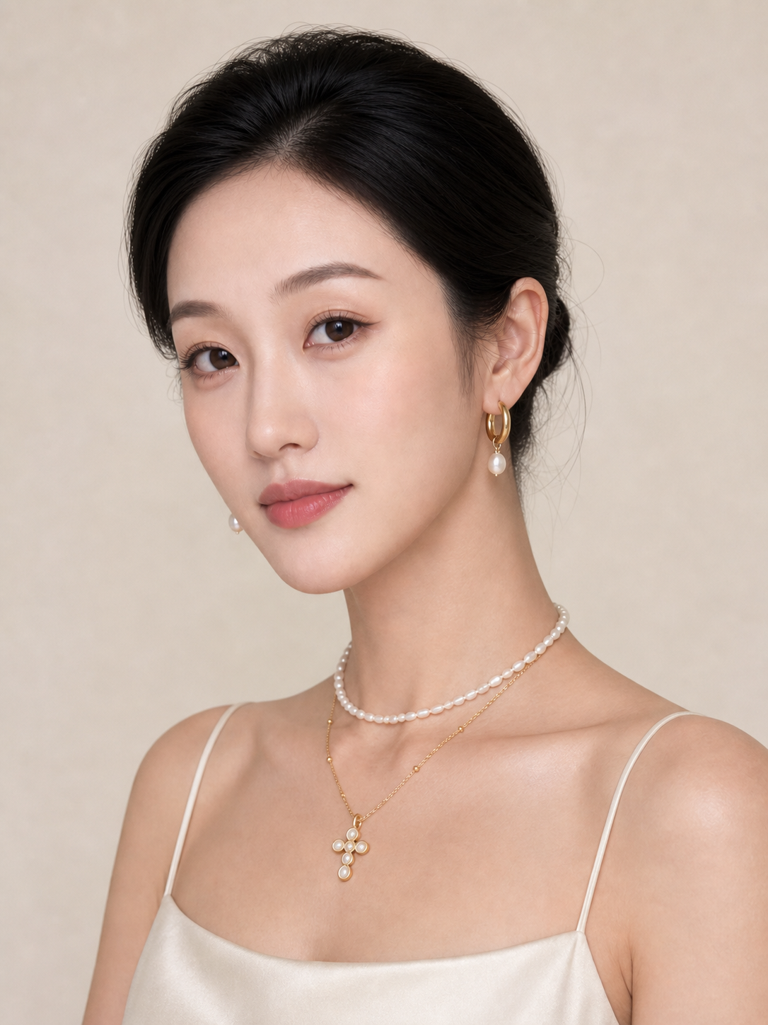 Pearl Gaze jewelry set — worn