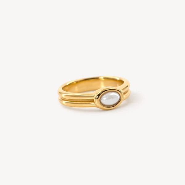 Pearl Stacker Ring — Waterproof Gold Plated Stainless Steel