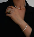 Dainty Pearl Toggle Necklace - 18k Gold Plated