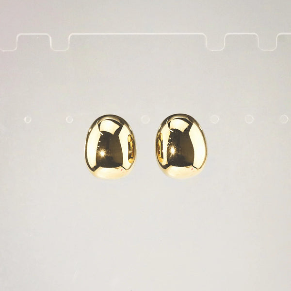 Waterproof Gold Pebble Stud Earrings for Women