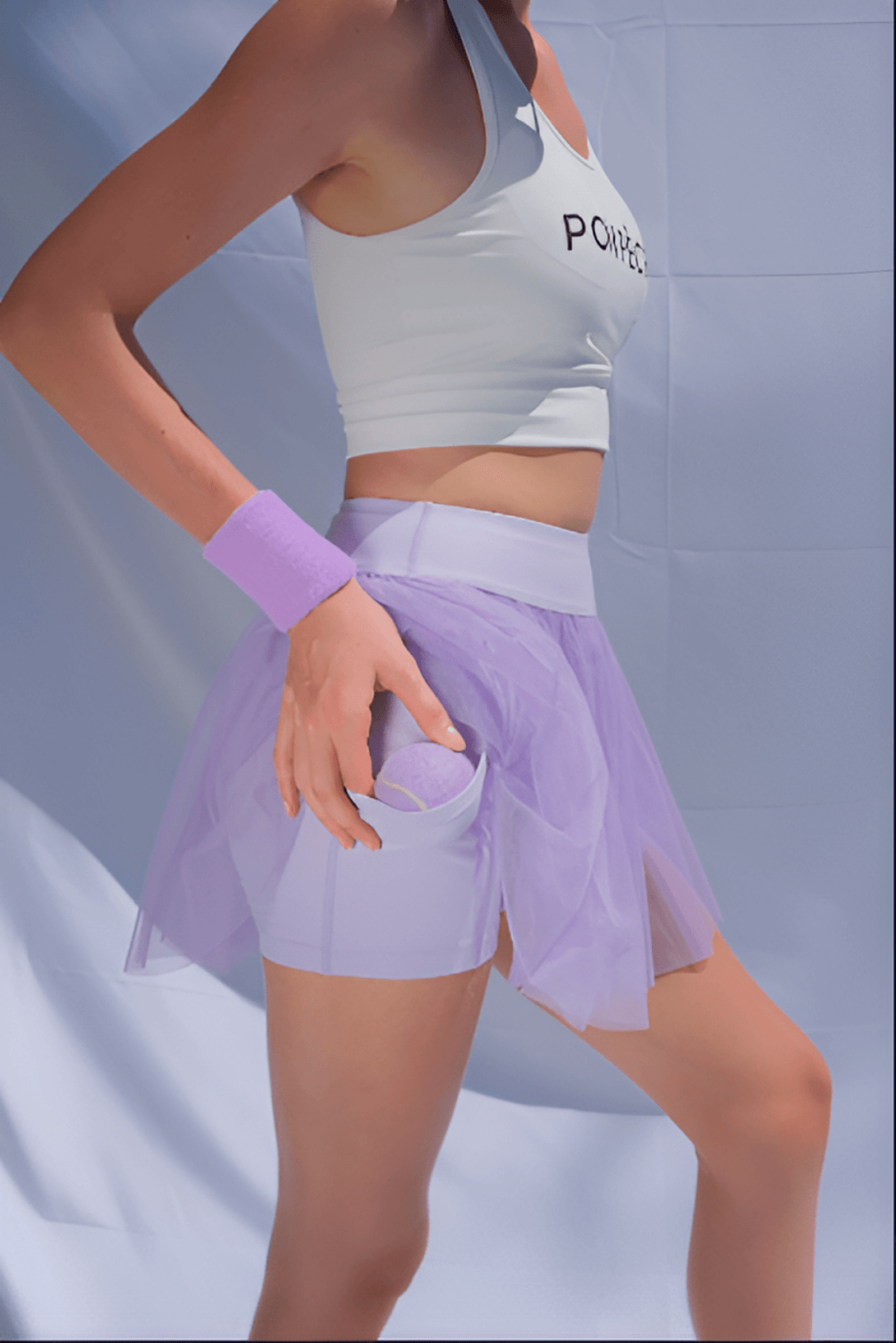 Phoebe See - through Double - layers Mesh 2 - in - 1 Side Pocket Purple Skirt - Stylr