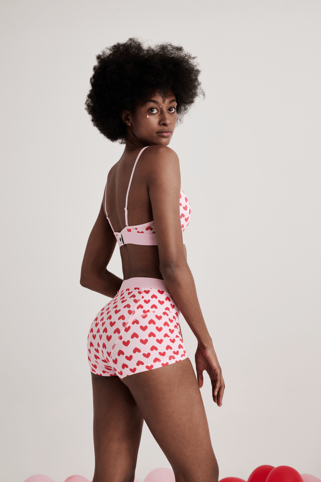 Pinka Pink Red Heart - Pattern Print Trifle Bralette - Stylr